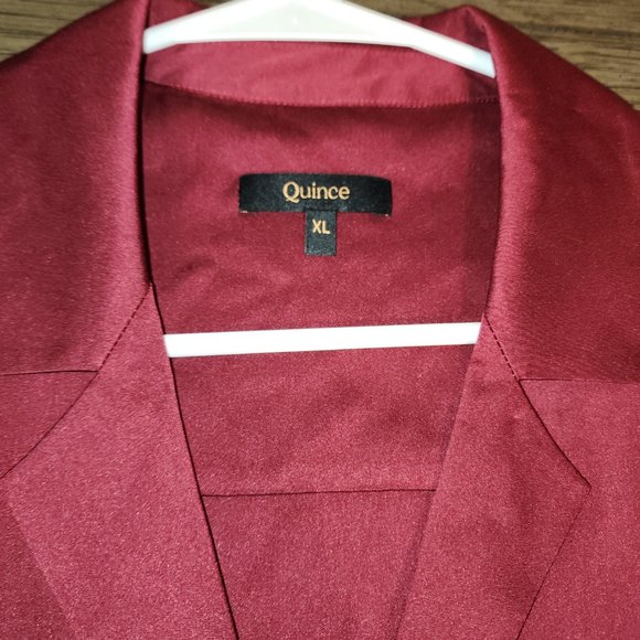 Quince Washable Stretch Silk Notch Collar Blouse NWT Burgundy XL - Picture 5 of 7